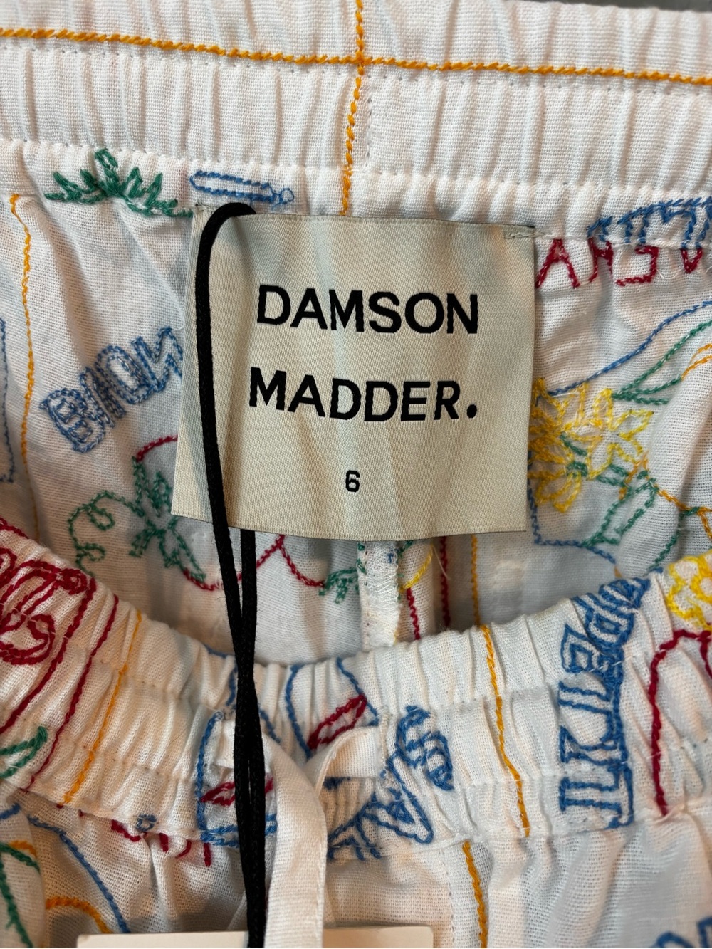 NEW Damson Madder Bon Appetito Embroidered Organic Cotton Linen Blend Shorts - Picture 8 of 9